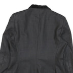 WALKER & JIMMY Womens Black Wool Tailored Jacket S Velvet Trim Button Closure
