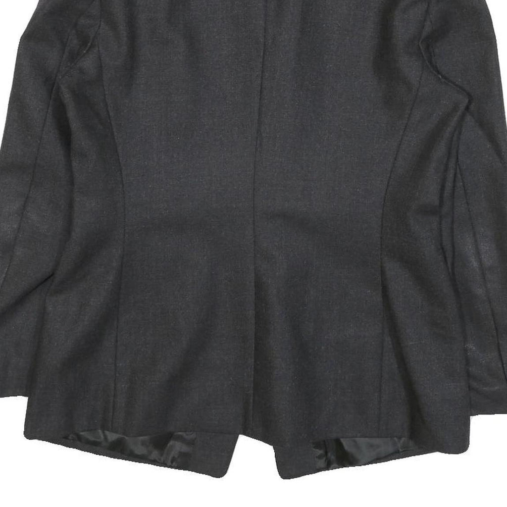 WALKER & JIMMY Womens Black Wool Tailored Jacket S Velvet Trim Button Closure