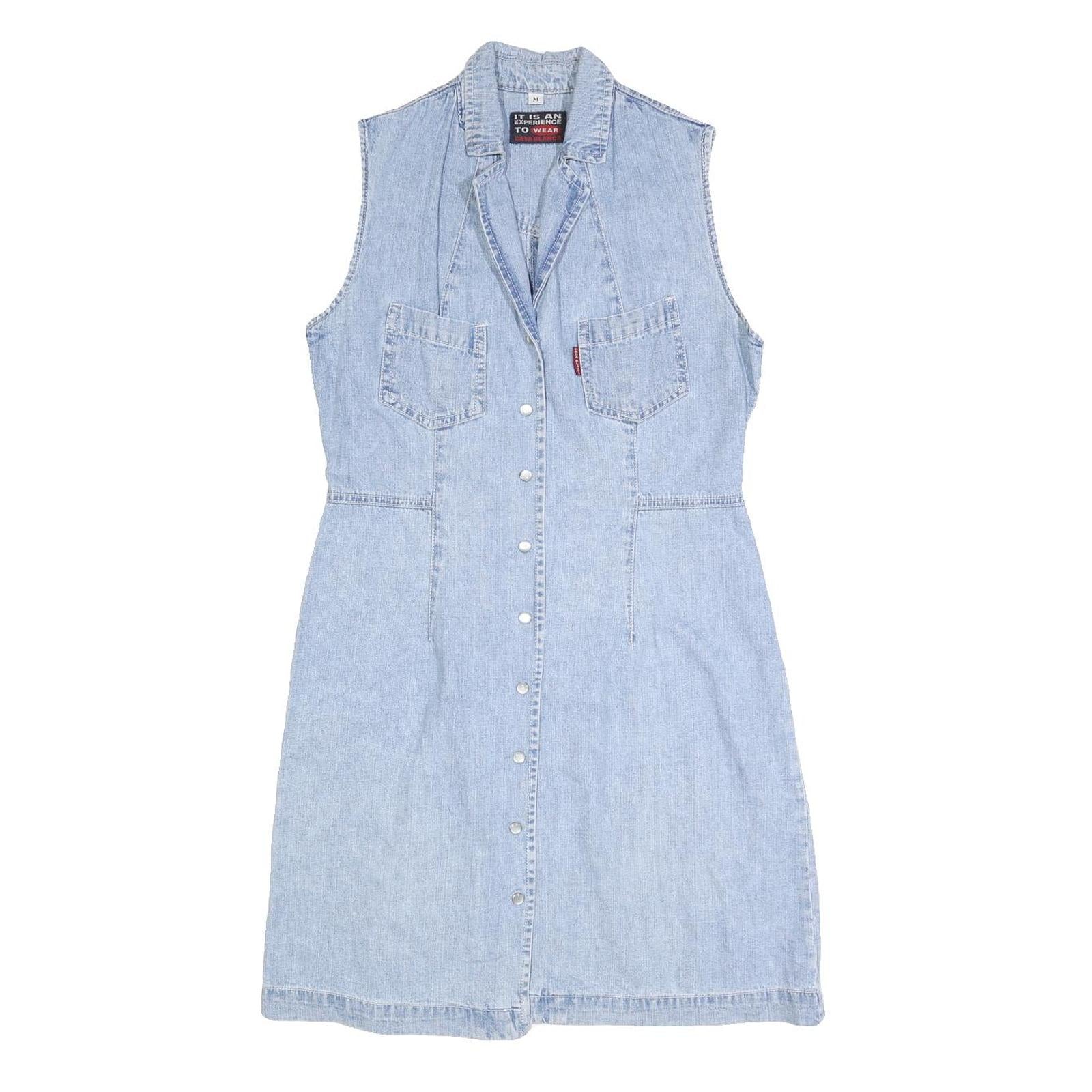 CASA BLANCA Womens Blue Cotton Sleeveless Shift Dress Size M Casual Summer