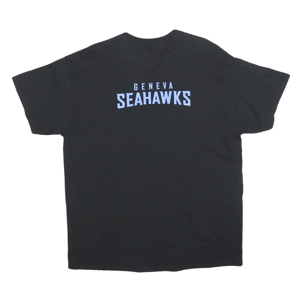 GILDAN Mens Black Geneva Seahawks Graphic T-Shirt XL Short Sleeve Crew Neck