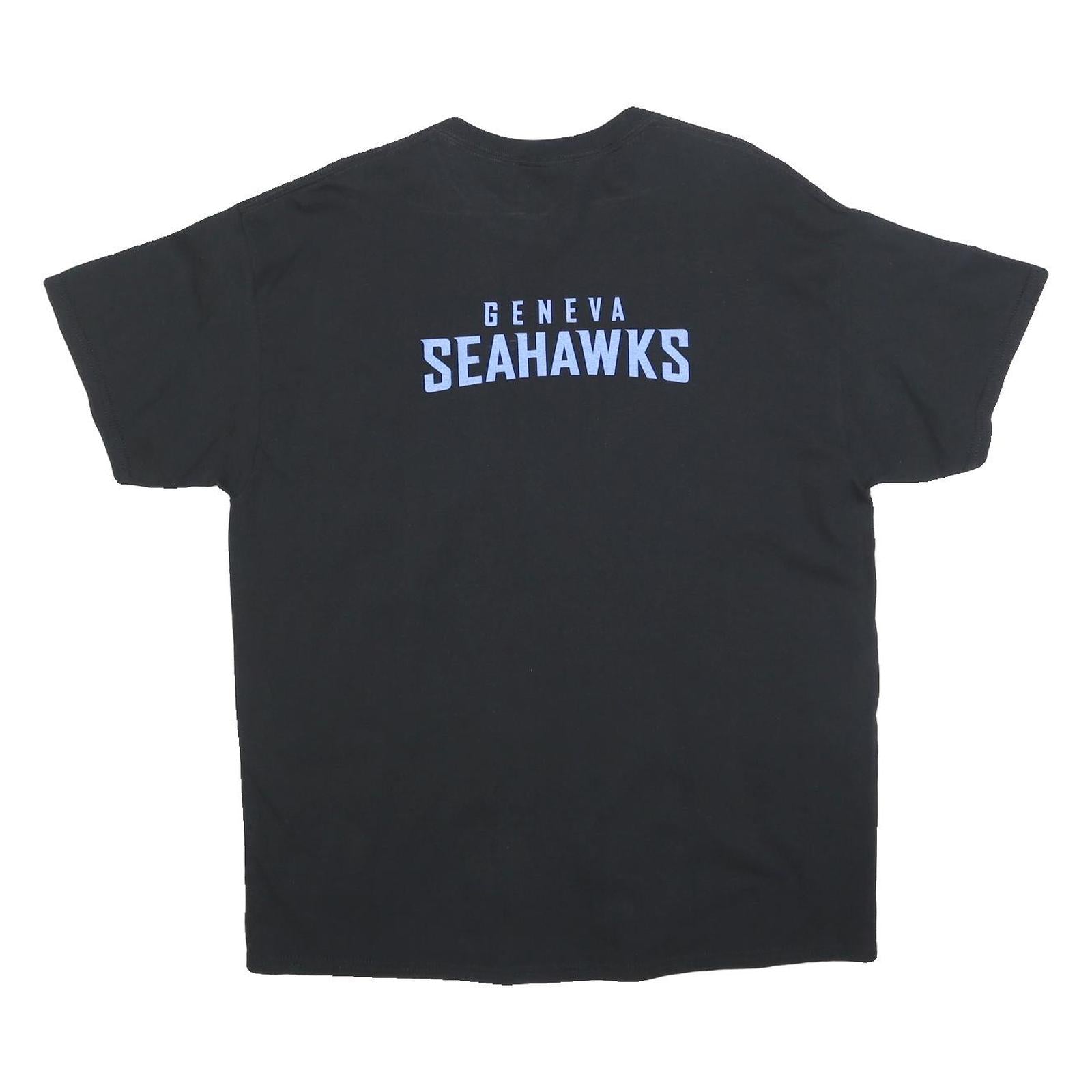 GILDAN Mens Black Geneva Seahawks Graphic T-Shirt XL Short Sleeve Crew Neck