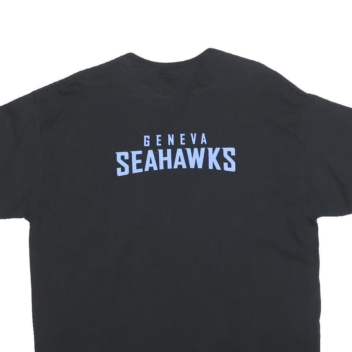GILDAN Mens Black Geneva Seahawks Graphic T-Shirt XL Short Sleeve Crew Neck