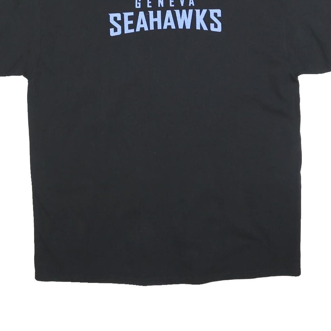 GILDAN Mens Black Geneva Seahawks Graphic T-Shirt XL Short Sleeve Crew Neck