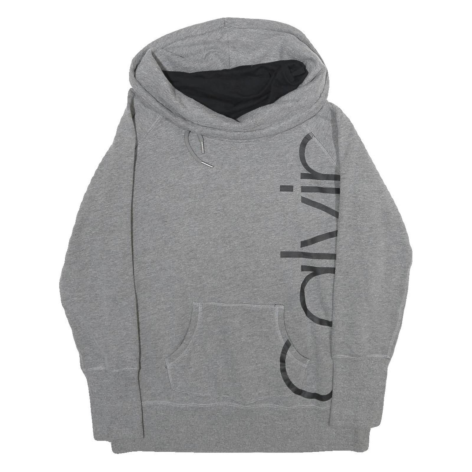 CALVIN KLEIN PERFORMANCE Womens Grey Cowl Neck Sweatshirt M Logo Print Casual