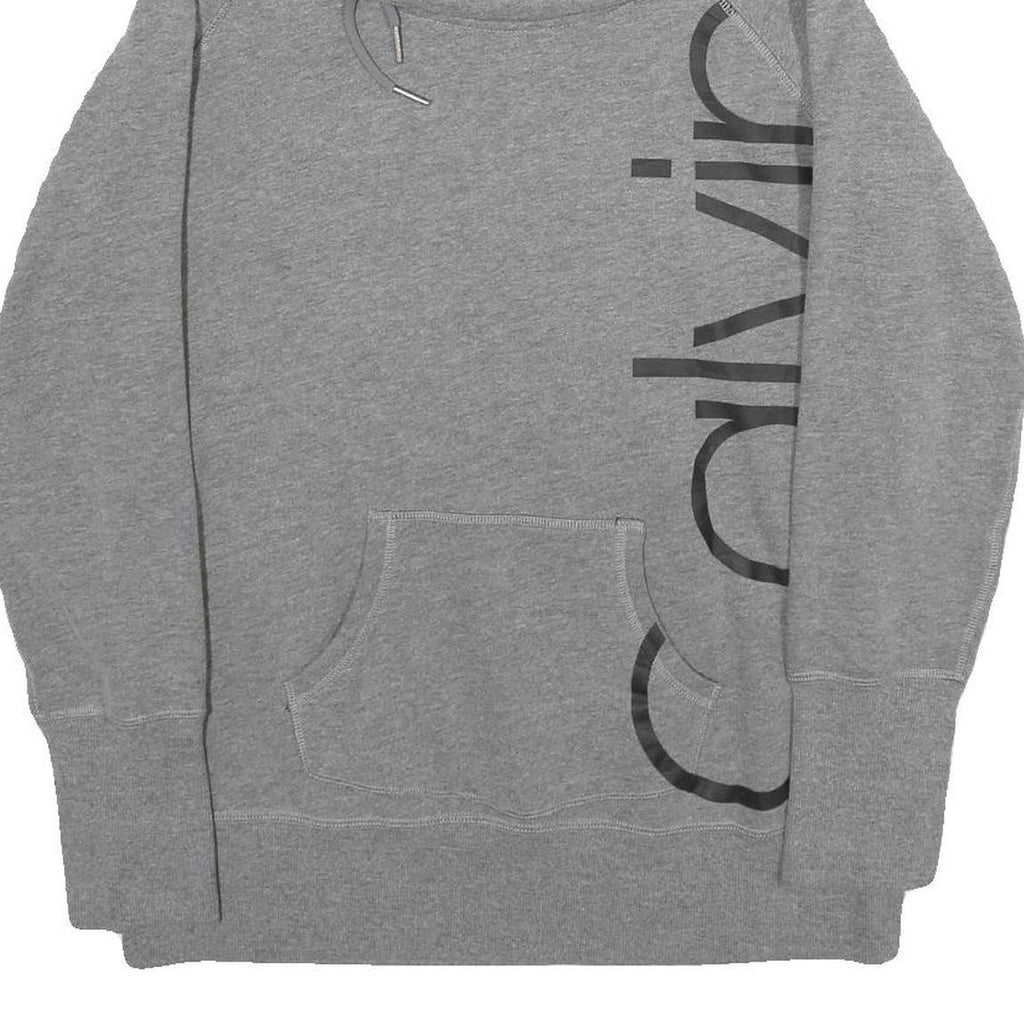 CALVIN KLEIN PERFORMANCE Womens Grey Cowl Neck Sweatshirt M Logo Print Casual