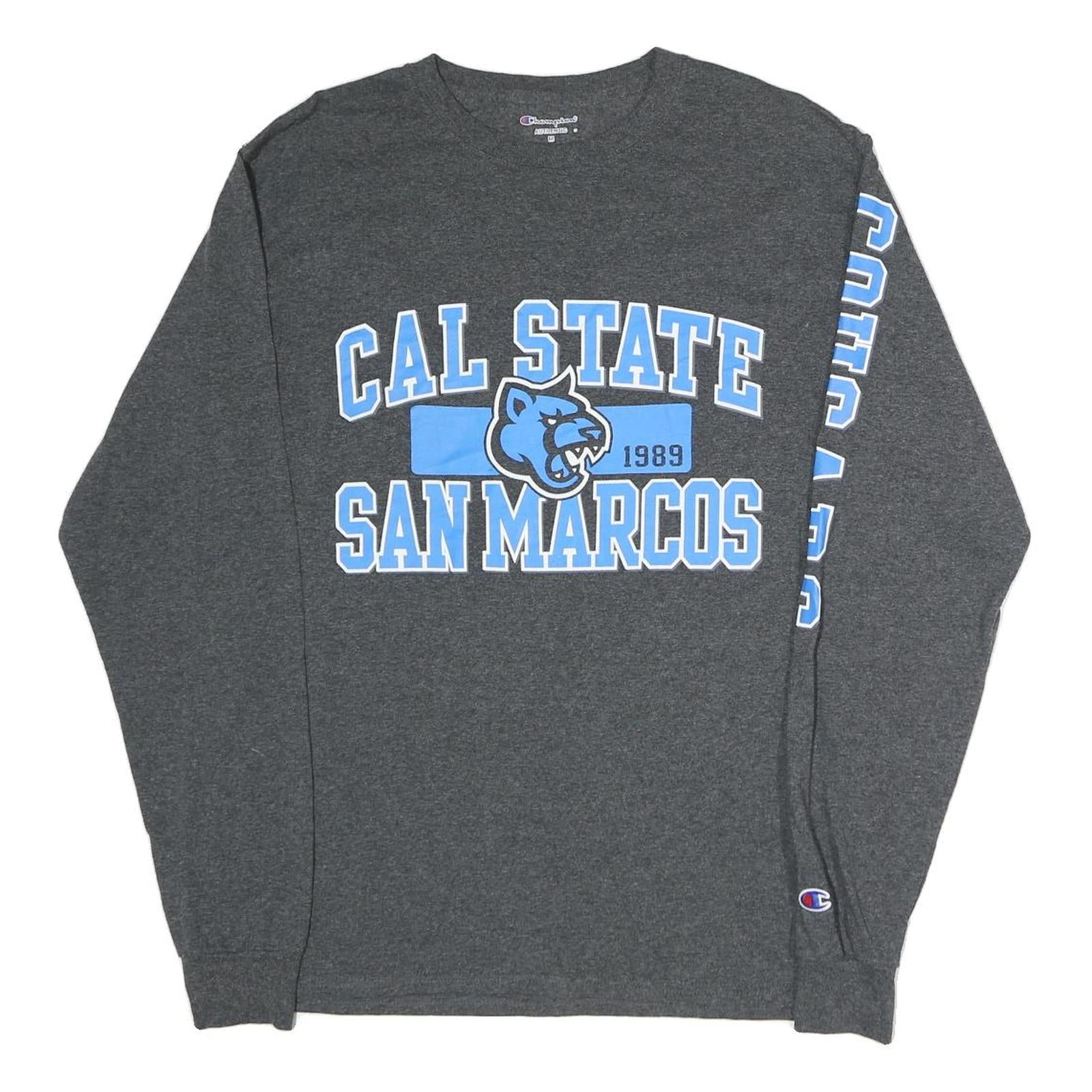 CHAMPION Mens Grey Cal State San Marcos Graphic T-Shirt M Long Sleeve Crew Neck