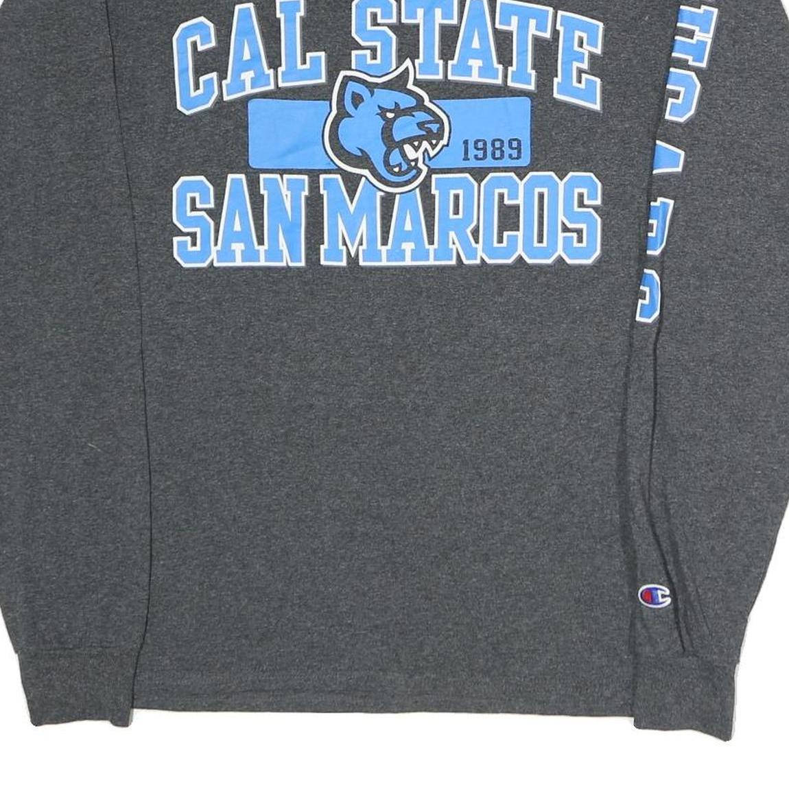 CHAMPION Mens Grey Cal State San Marcos Graphic T-Shirt M Long Sleeve Crew Neck