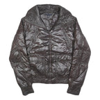 TOMMY HILFIGER Womens Black Zip Jacket M Polyester Blend Shiny Quilted Fashion