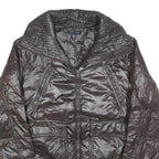 TOMMY HILFIGER Womens Black Zip Jacket M Polyester Blend Shiny Quilted Fashion