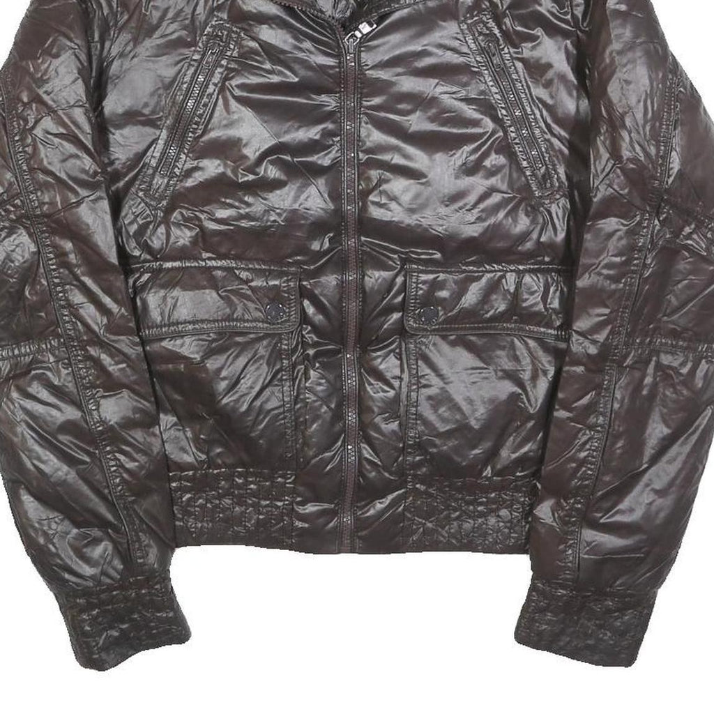 TOMMY HILFIGER Womens Black Zip Jacket M Polyester Blend Shiny Quilted Fashion