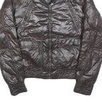 TOMMY HILFIGER Womens Black Zip Jacket M Polyester Blend Shiny Quilted Fashion