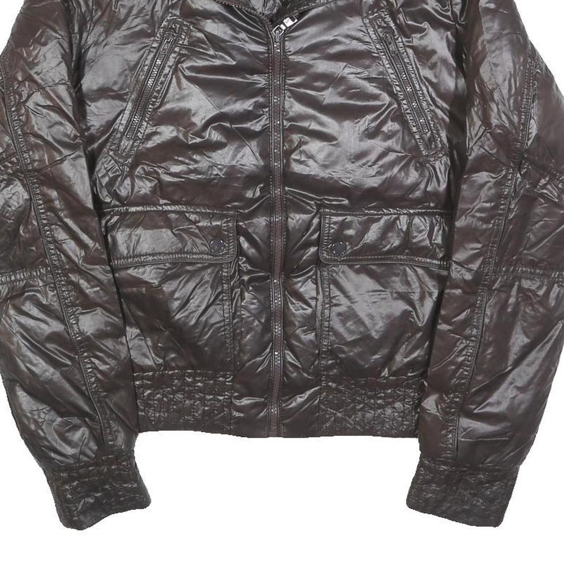 TOMMY HILFIGER Womens Black Zip Jacket M Polyester Blend Shiny Quilted Fashion