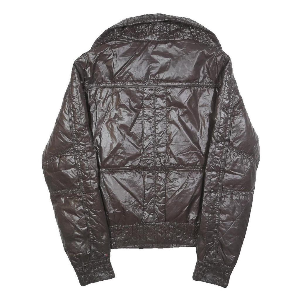 TOMMY HILFIGER Womens Black Zip Jacket M Polyester Blend Shiny Quilted Fashion