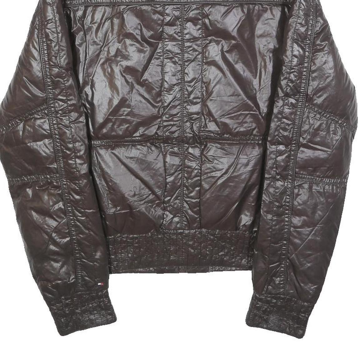 TOMMY HILFIGER Womens Black Zip Jacket M Polyester Blend Shiny Quilted Fashion