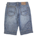 SAVVY Mens Denim Blue Casual Cotton Blend Shorts L W34 Stylish Comfort Fit
