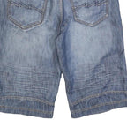 SAVVY Mens Denim Blue Casual Cotton Blend Shorts L W34 Stylish Comfort Fit