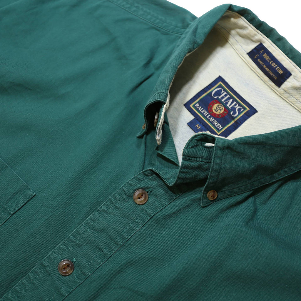 CHAPS RALPH LAUREN Mens Green Button Down Shirt M Cotton Classic Casual