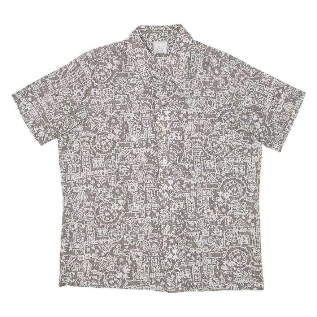 HAWAI Mens Shirt Beige Crazy Pattern L