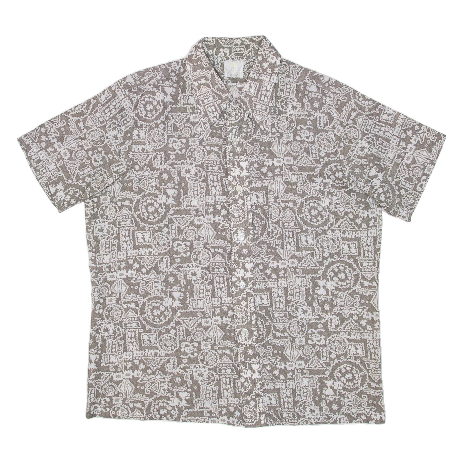 HAWAI Mens Shirt Beige Crazy Pattern L
