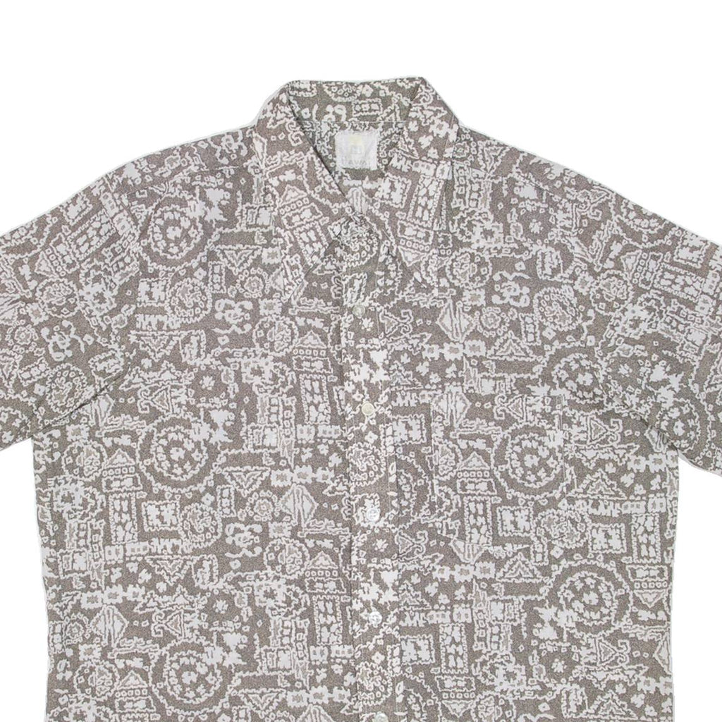 HAWAI Mens Shirt Beige Crazy Pattern L