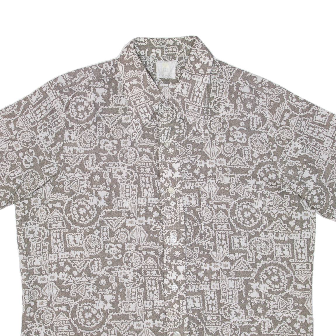 HAWAI Mens Shirt Beige Crazy Pattern L