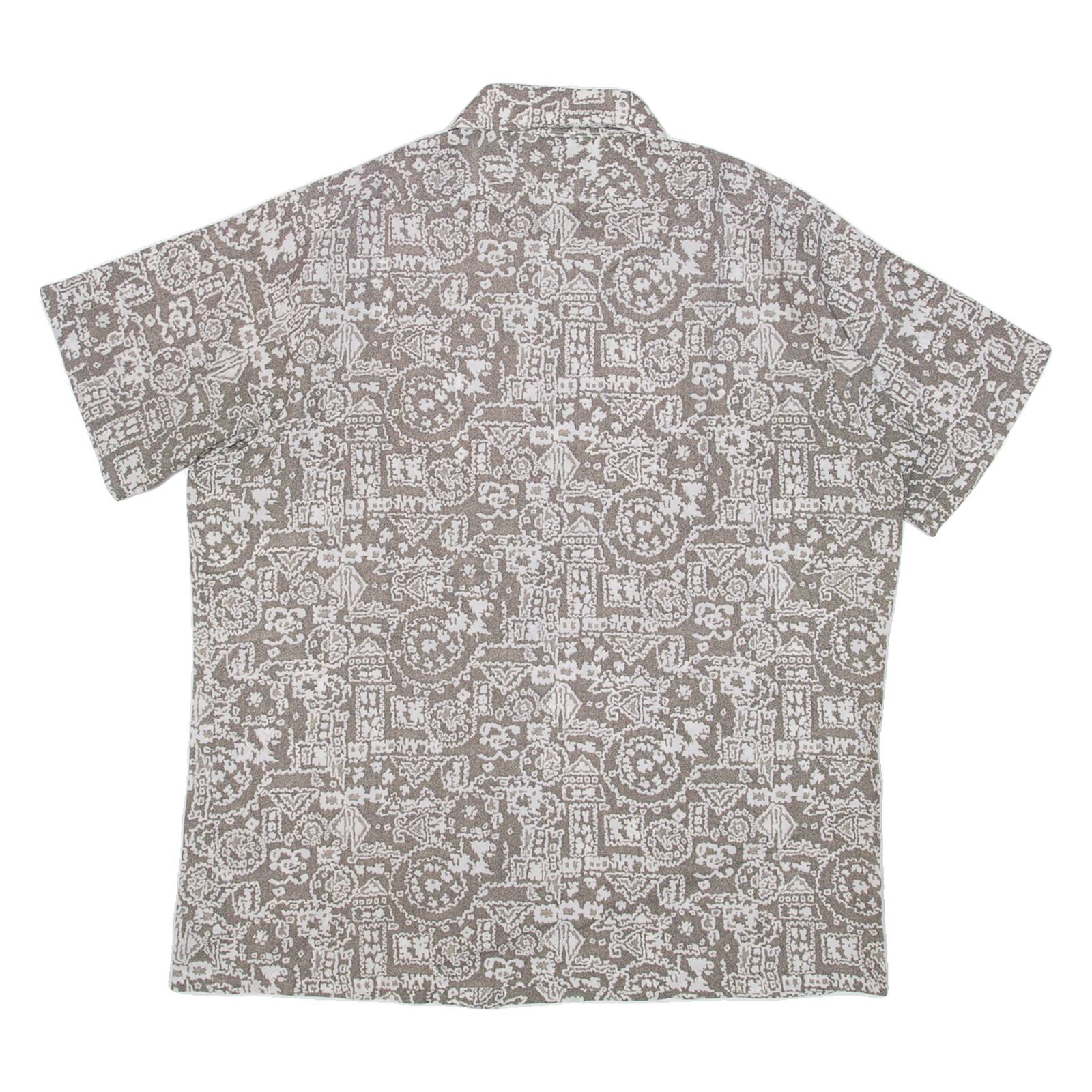 HAWAI Mens Shirt Beige Crazy Pattern L