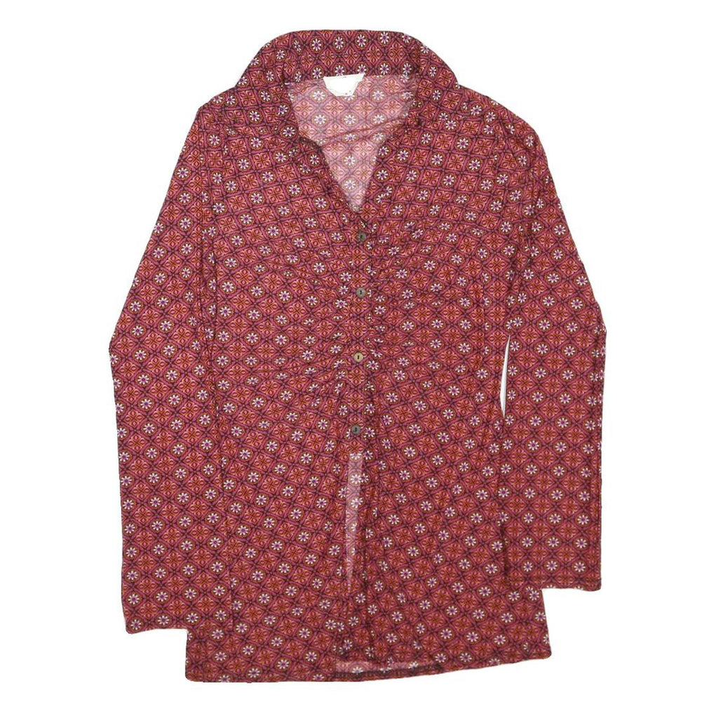 EMBER Womens Red Printed Shirt Long Sleeve Collared M Button Closure Stylish