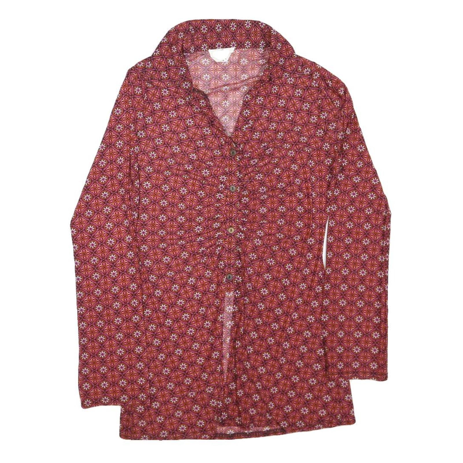 EMBER Womens Red Printed Shirt Long Sleeve Collared M Button Closure Stylish