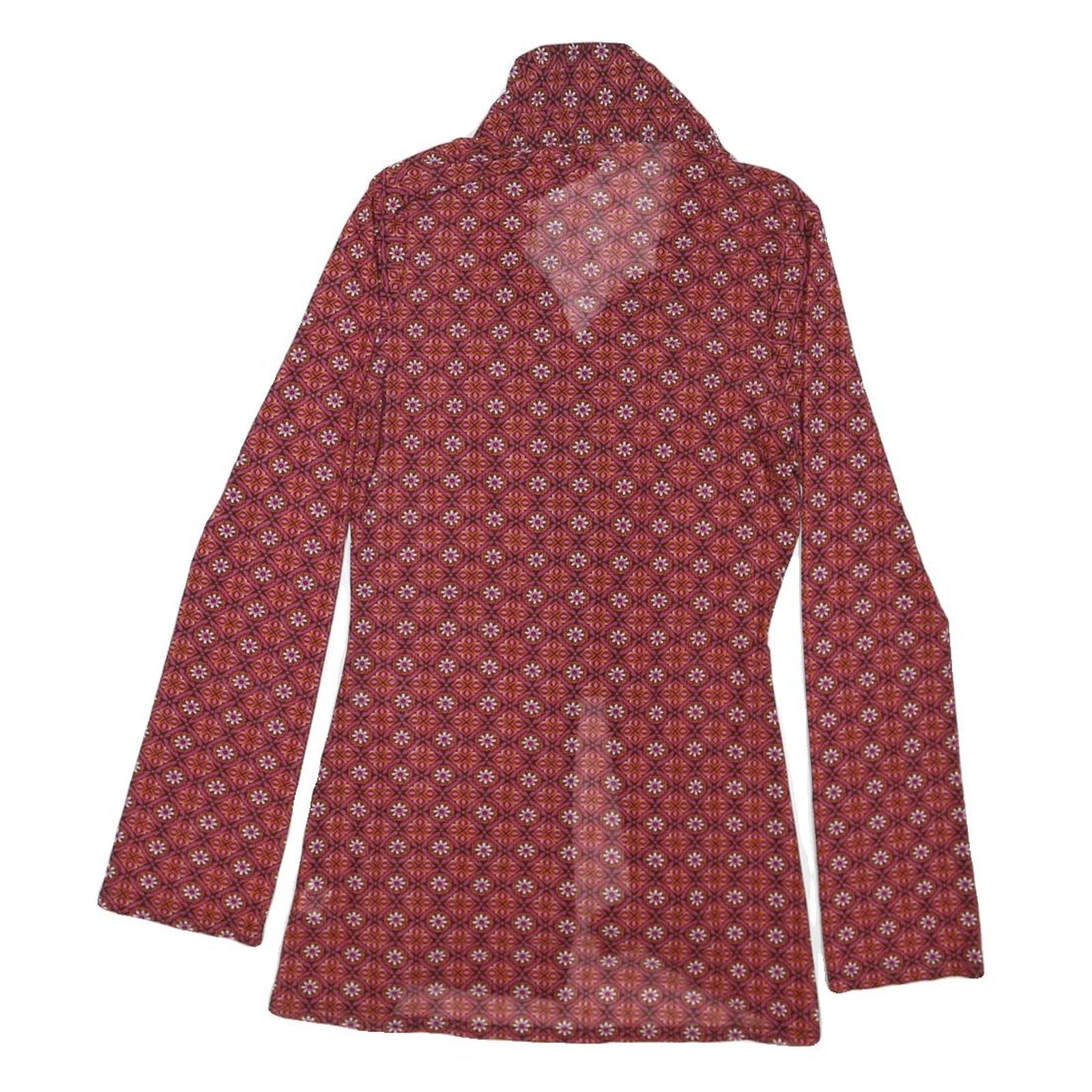 EMBER Womens Red Printed Shirt Long Sleeve Collared M Button Closure Stylish