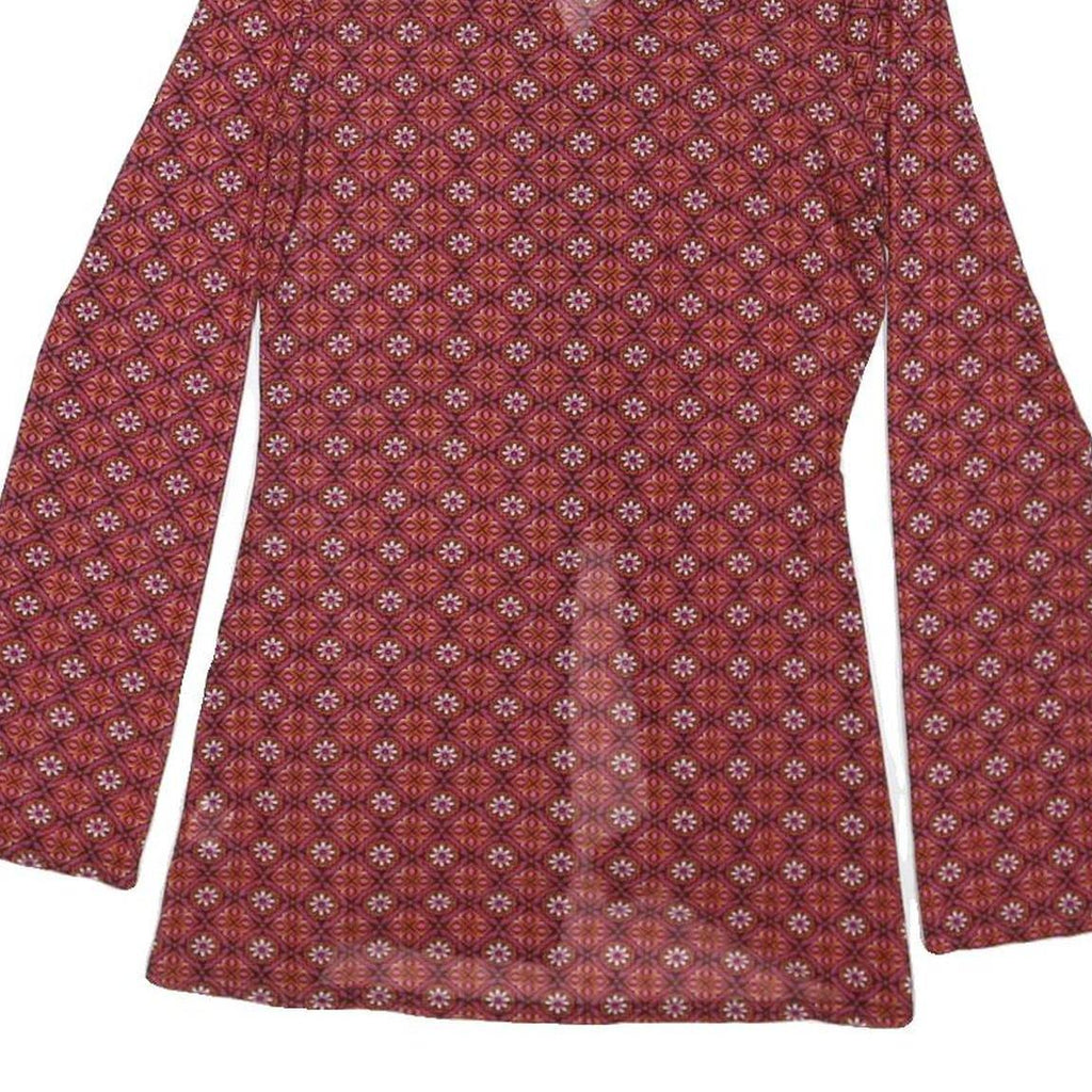 EMBER Womens Red Printed Shirt Long Sleeve Collared M Button Closure Stylish