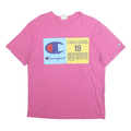 CHAMPION Mens Pink Graphic T-Shirt L Short Sleeve Crew Neck Cotton