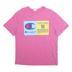 CHAMPION Mens Pink Graphic T-Shirt L Short Sleeve Crew Neck Cotton