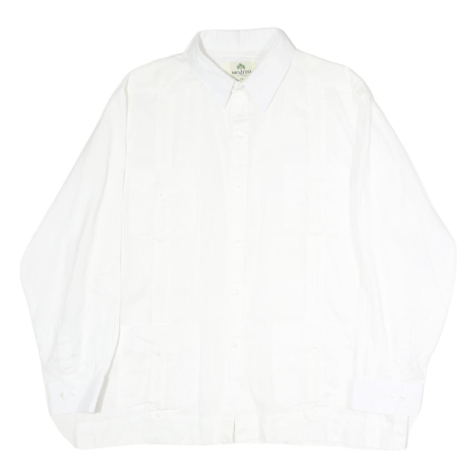MOJITO Mens White Cotton Shirt 2XL Button-Down Long Sleeve Classic Fit