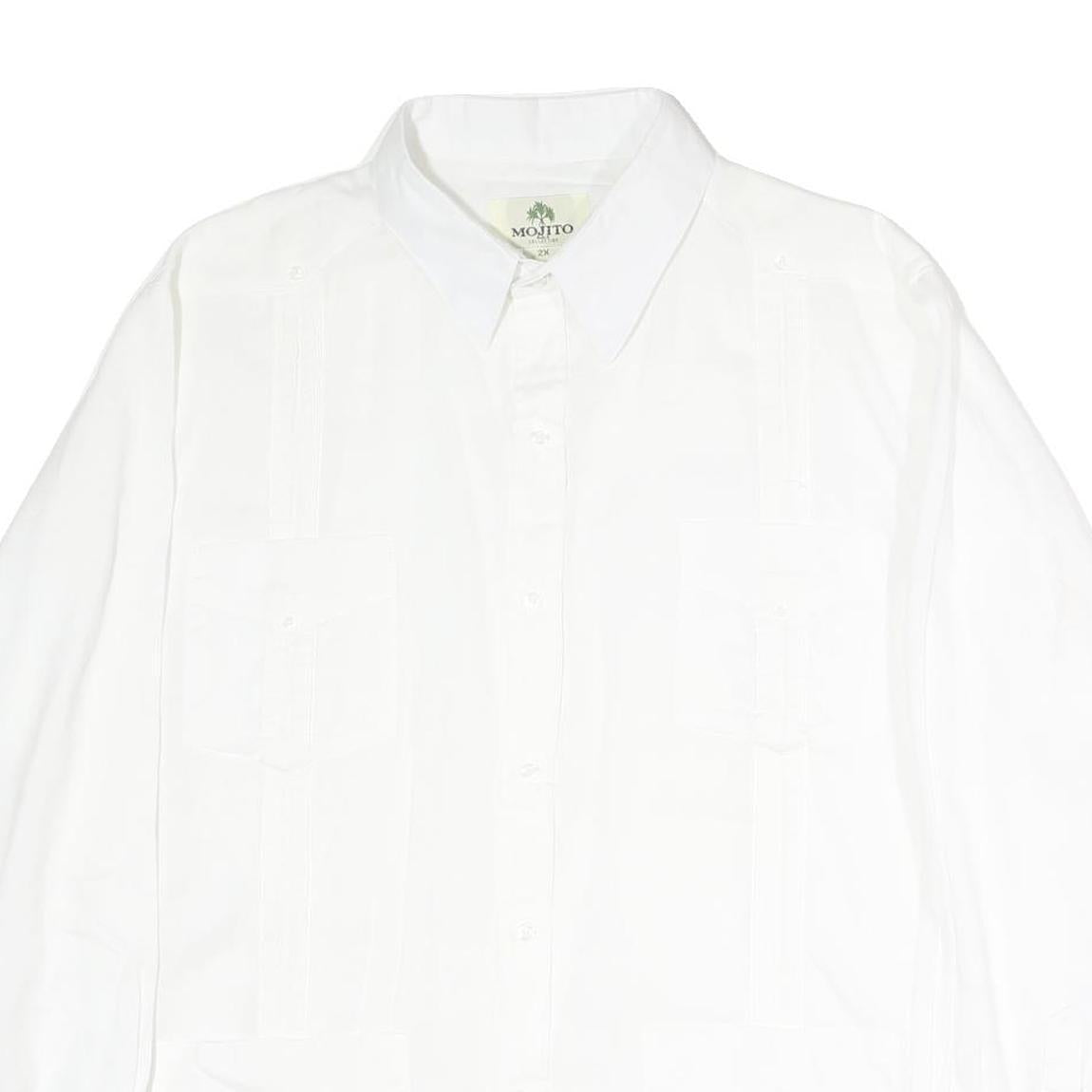 MOJITO Mens White Cotton Shirt 2XL Button-Down Long Sleeve Classic Fit