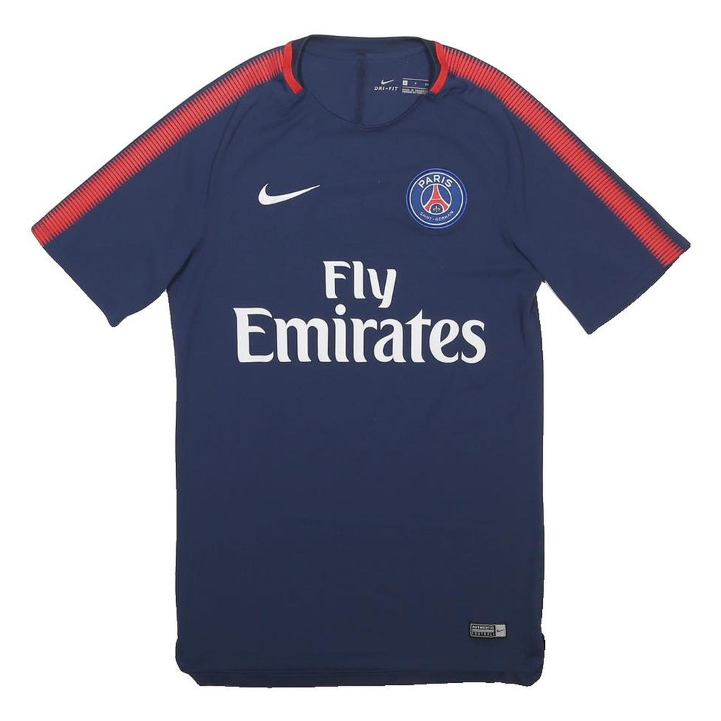 NIKE Mens Blue & Red Paris Saint-Germain Football Shirt S Short Sleeve Crew Neck