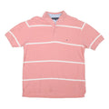 TOMMY HILFIGER Mens Pink & White Stripe Short Sleeve Polo Shirt L Classic