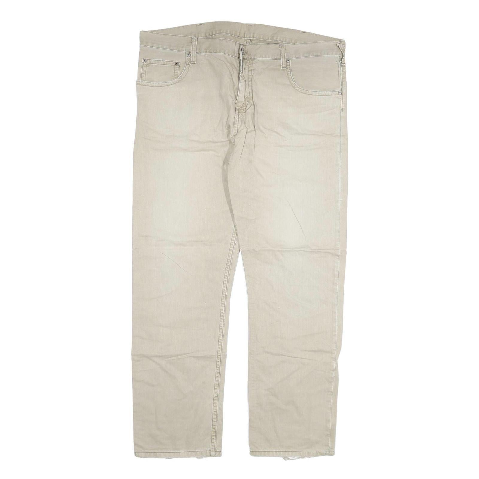 CARHARTT Mens Beige Regular Fit Straight Denim W40 L32 Workwear Zip Fly Jeans