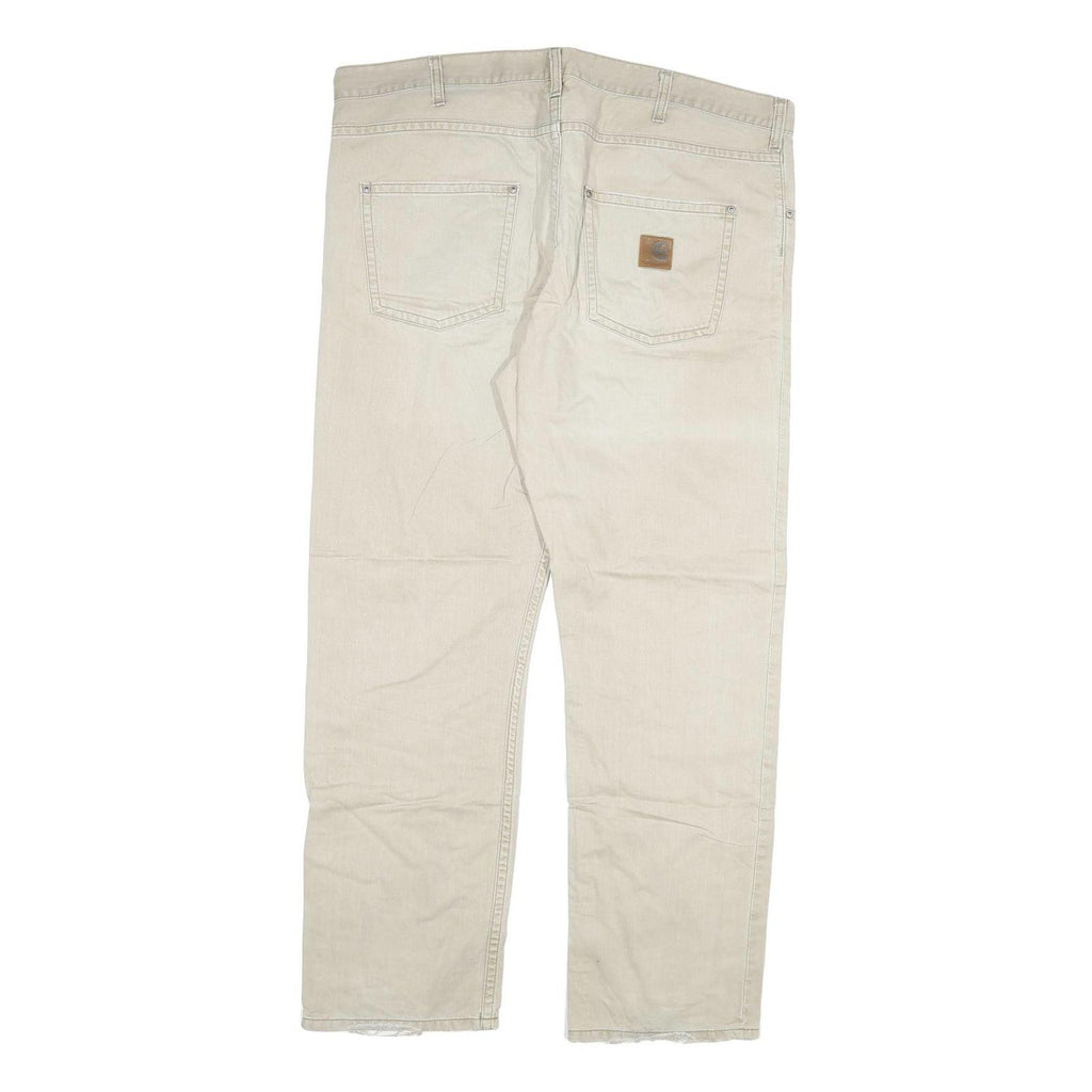 CARHARTT Mens Beige Regular Fit Straight Denim W40 L32 Workwear Zip Fly Jeans