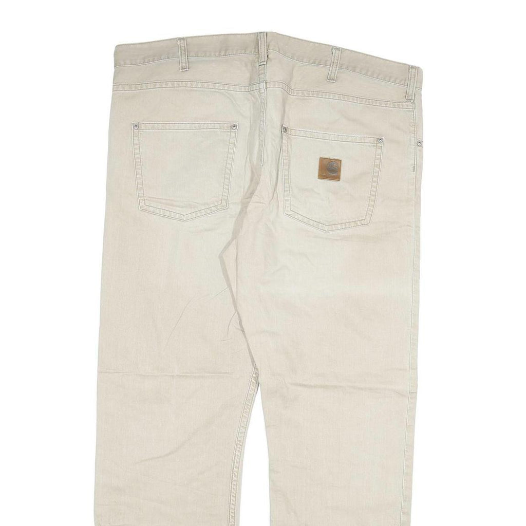 CARHARTT Mens Beige Regular Fit Straight Denim W40 L32 Workwear Zip Fly Jeans