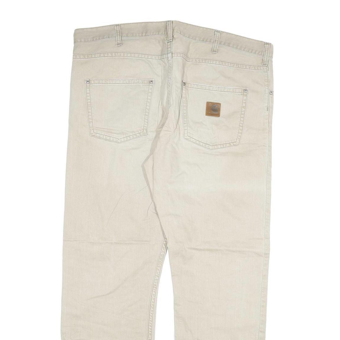 CARHARTT Mens Beige Regular Fit Straight Denim W40 L32 Workwear Zip Fly Jeans