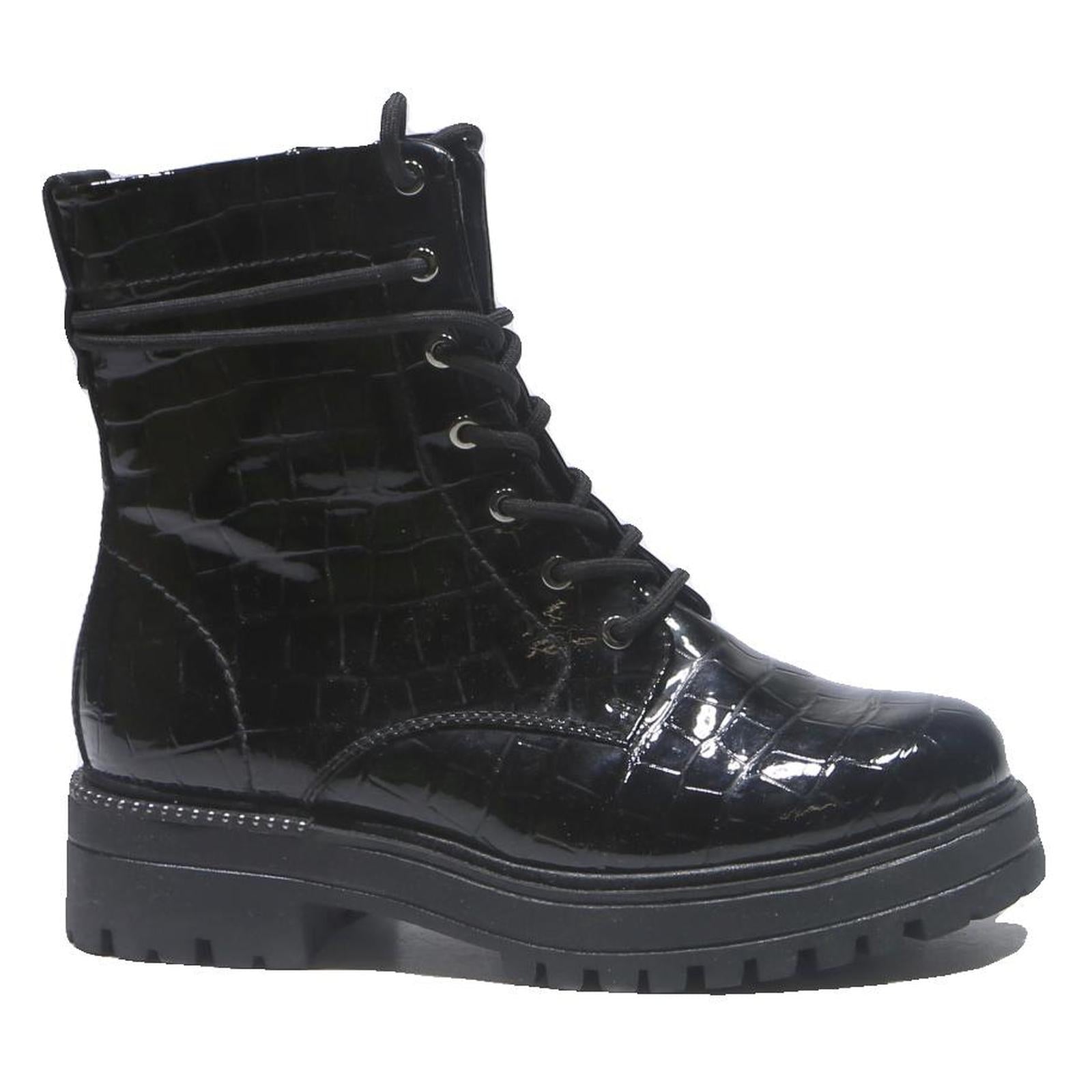 TAMARIS Womens Lace-Up Black Synthetic Ankle Boots UK 4 Chunky Sole Fashion