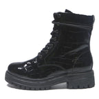 TAMARIS Womens Lace-Up Black Synthetic Ankle Boots UK 4 Chunky Sole Fashion