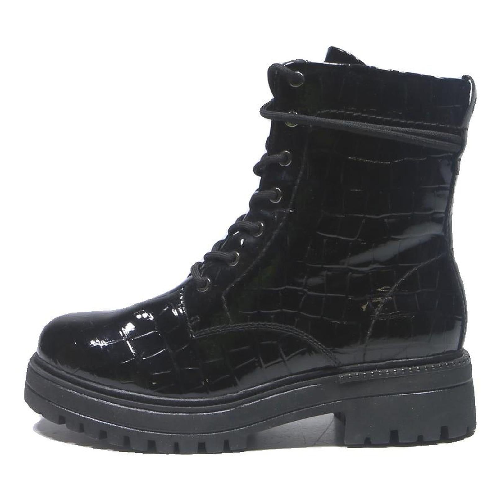 TAMARIS Womens Lace-Up Black Synthetic Ankle Boots UK 4 Chunky Sole Fashion