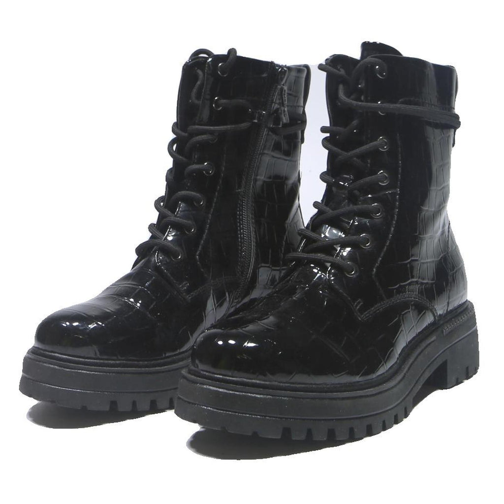 TAMARIS Womens Lace-Up Black Synthetic Ankle Boots UK 4 Chunky Sole Fashion
