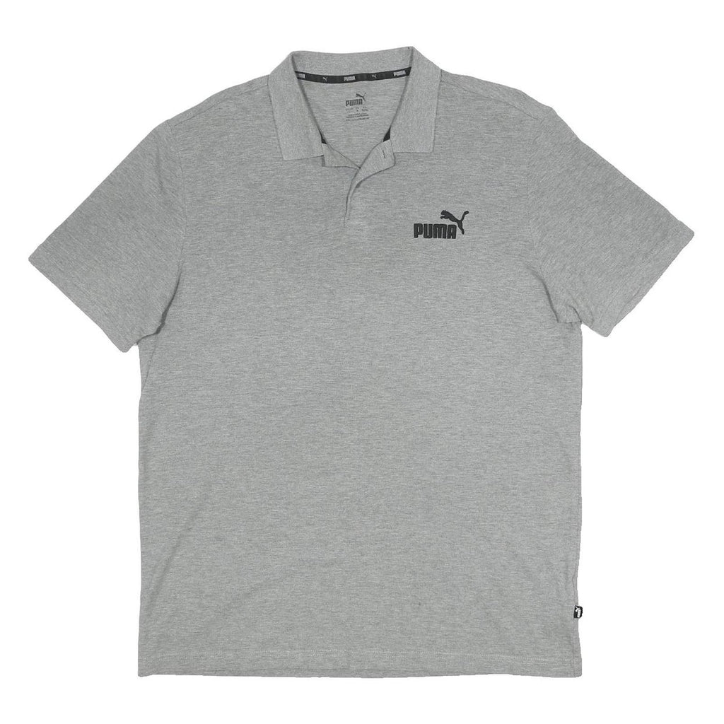 PUMA Mens Grey Short Sleeve Plain Polo Shirt L Cotton Blend Casual Sport
