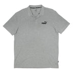 PUMA Mens Grey Short Sleeve Plain Polo Shirt L Cotton Blend Casual Sport