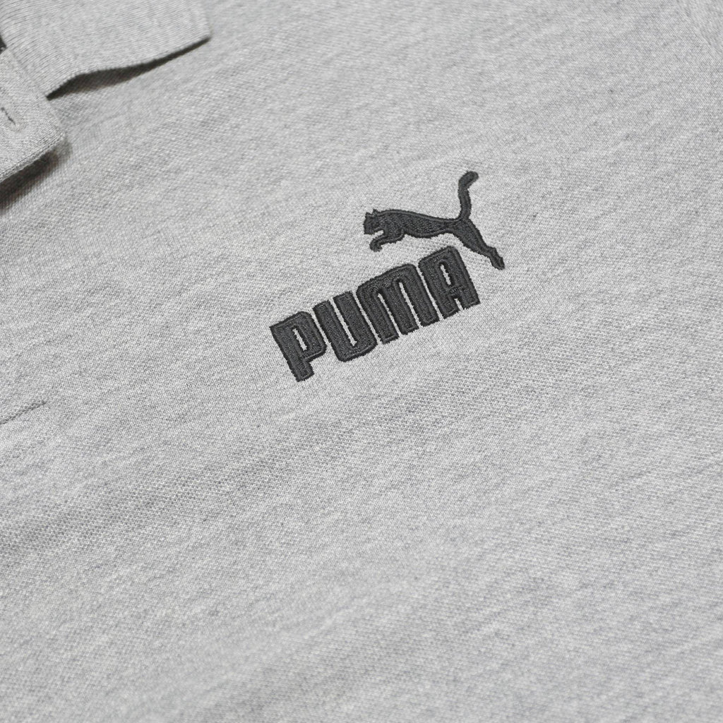 PUMA Mens Grey Short Sleeve Plain Polo Shirt L Cotton Blend Casual Sport