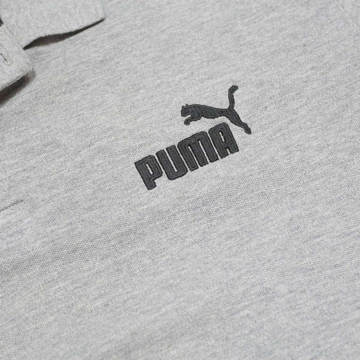 PUMA Mens Grey Short Sleeve Plain Polo Shirt L Cotton Blend Casual Sport