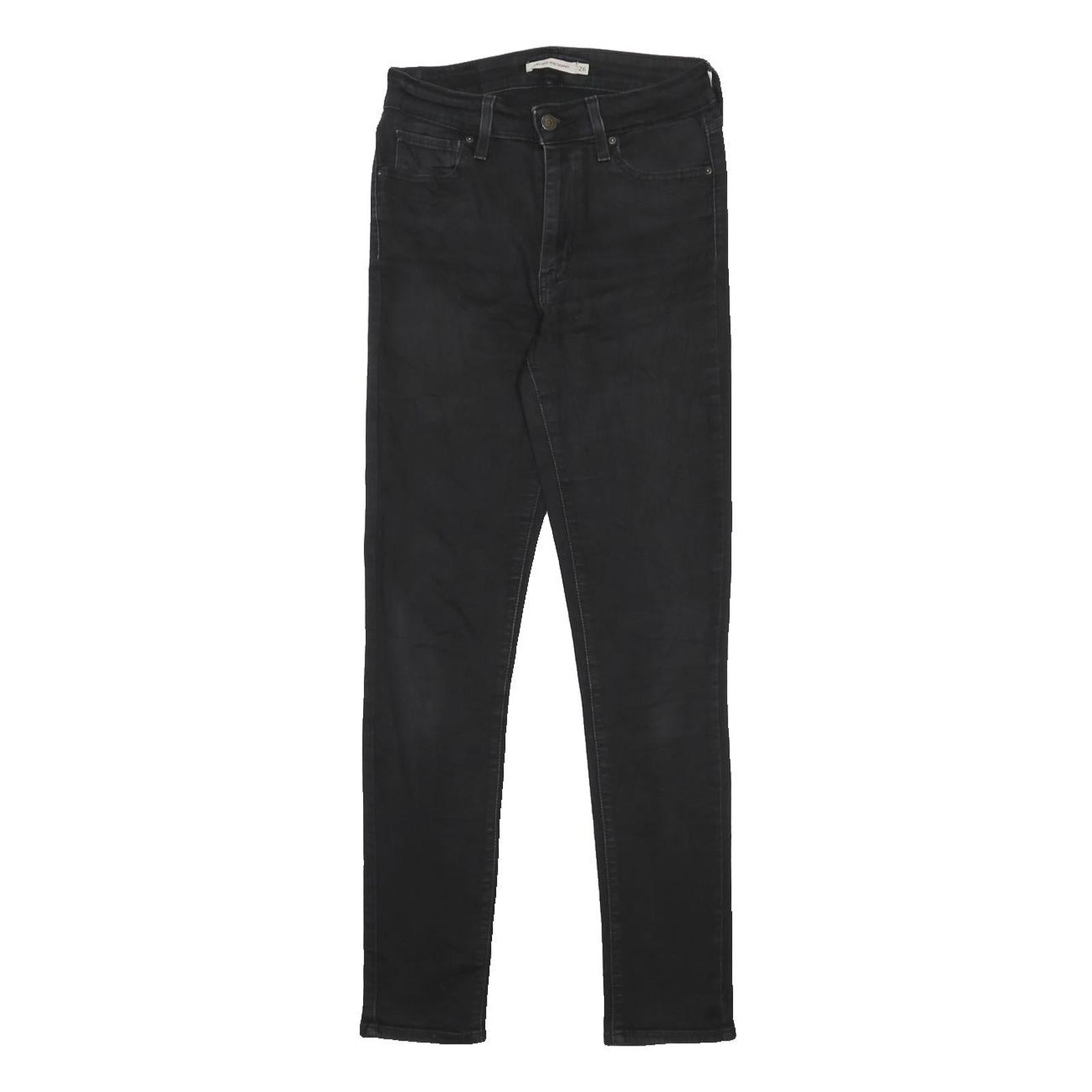 LEVI'S 721 Womens Jeans Black Slim Skinny Denim Medium W26 L30 Stylish Zip