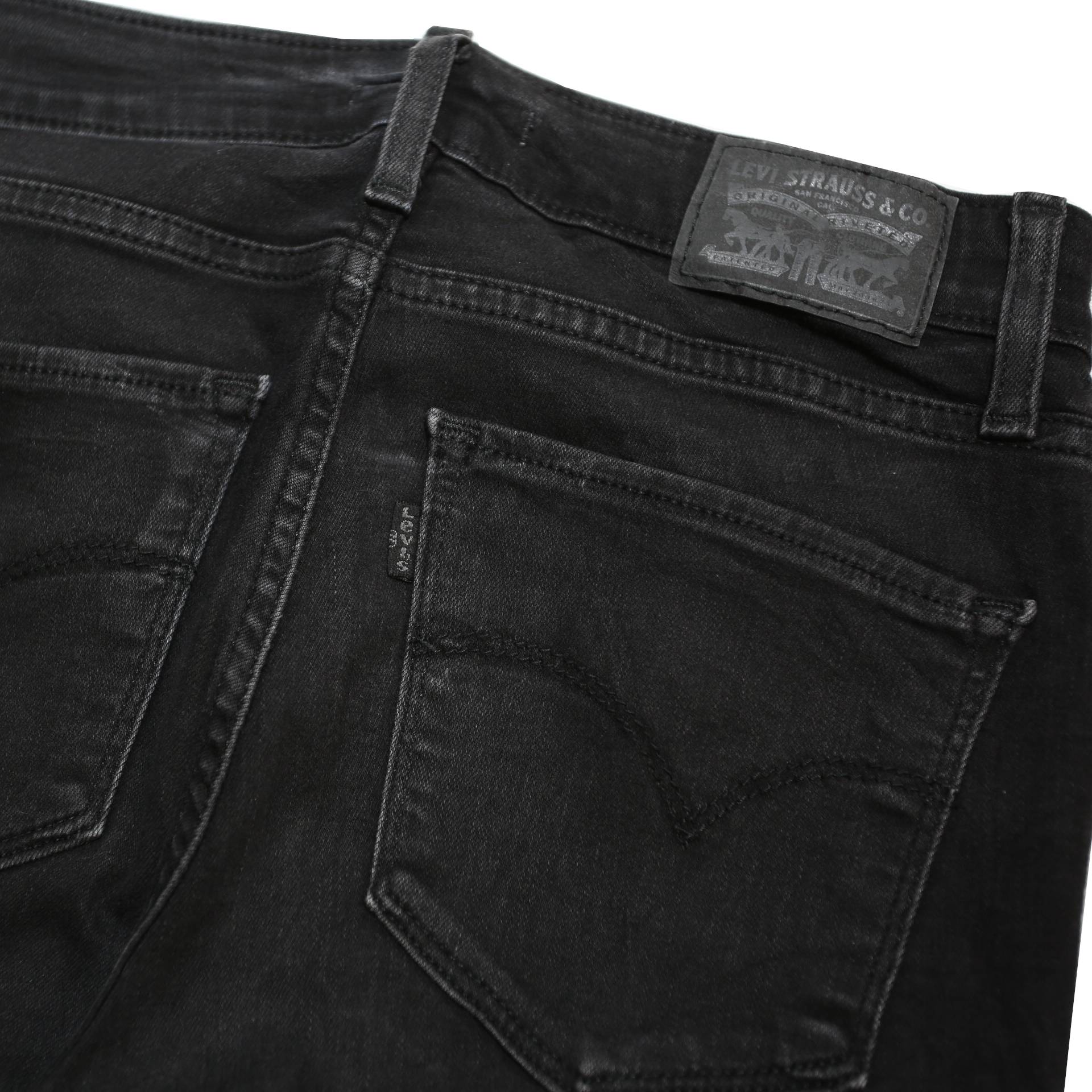 LEVI'S 721 Womens Jeans Black Slim Skinny Denim Medium W26 L30 Stylish Zip